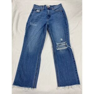 Sneak Peek Vintage Womens Distressed Straight Leg Jeans Blue 7/28 Raw Hem grunge